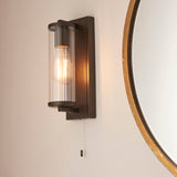 Dark bronze paint & clear ribbed glass