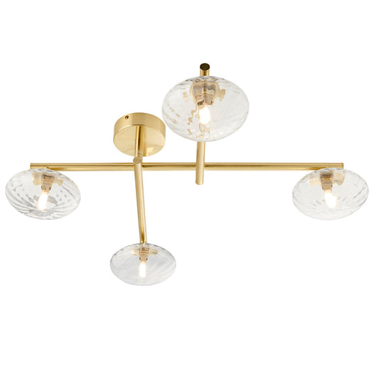 Satin brass plate & clear ribbed glass