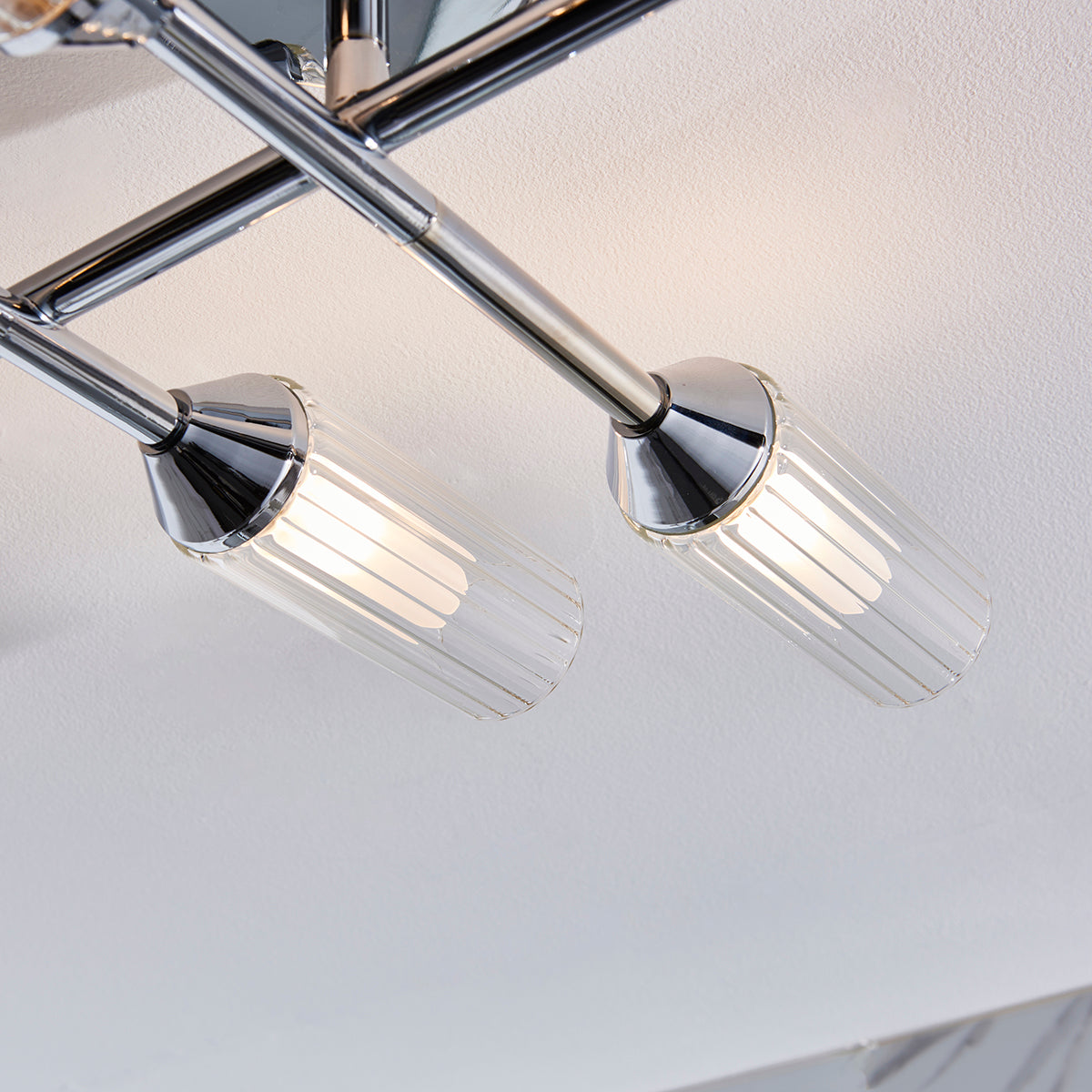 Chrome plate & clear/frosted ribbed glass
