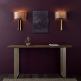 Matt antique brass plate & mink satin fabric