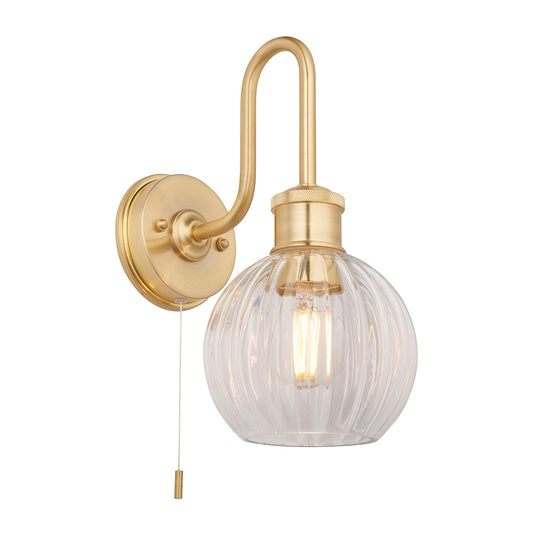 Satin brass plate & clear ribbed glass
