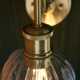 Satin brass plate & clear ribbed glass