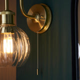 Satin brass plate & clear ribbed glass