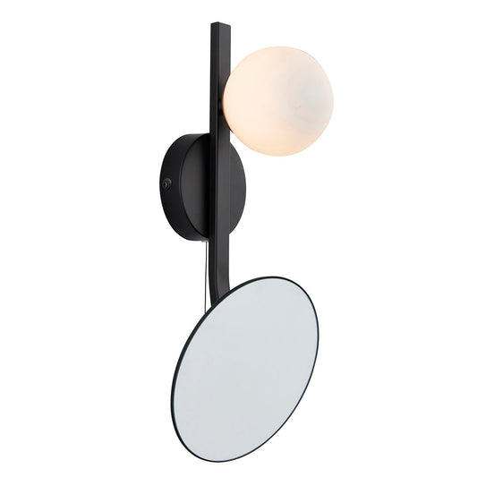 Matt black, mirrored glass with opal glass