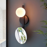 Matt black, mirrored glass with opal glass