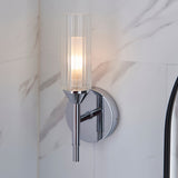Chrome plate & clear/frosted ribbed glass