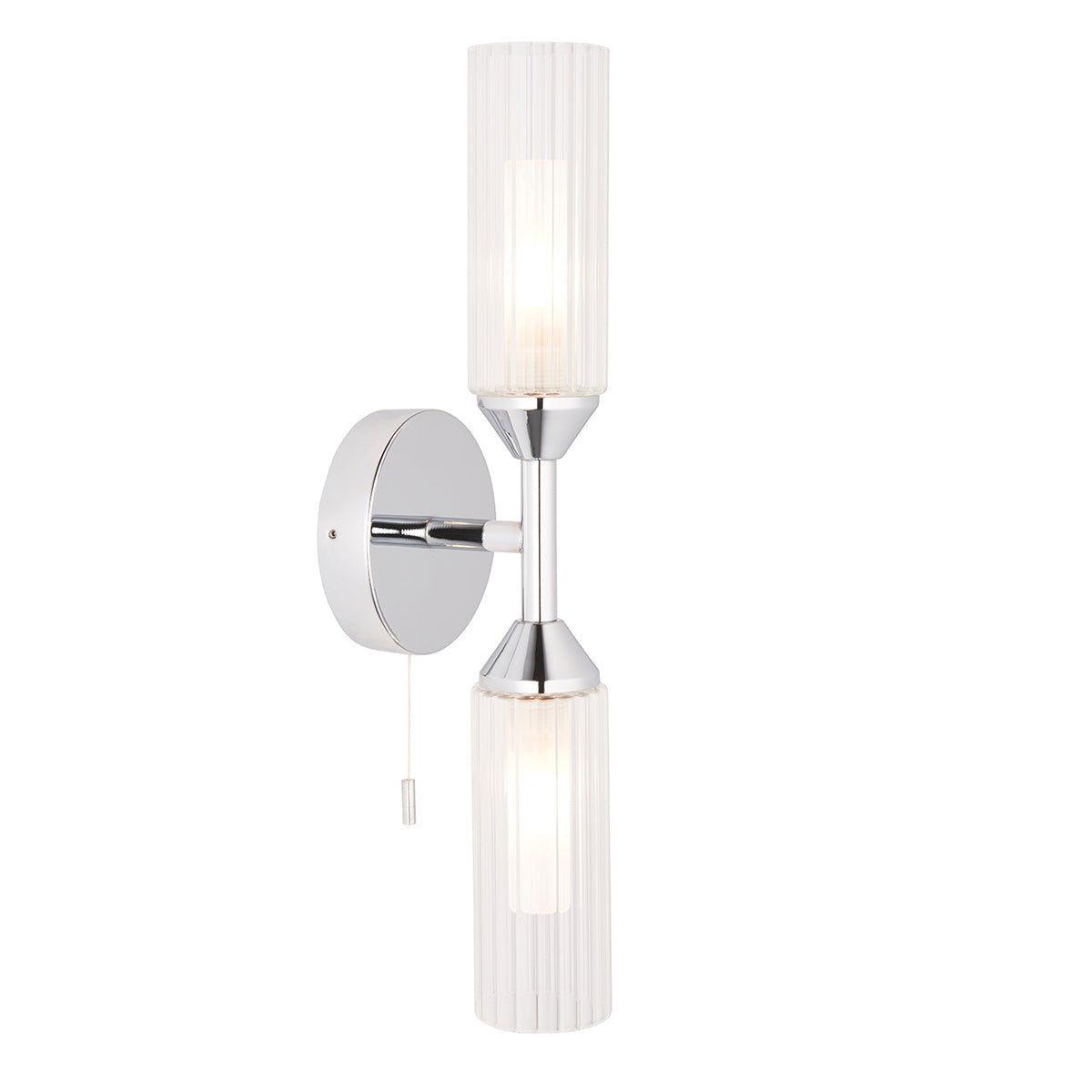Chrome plate & clear/frosted ribbed glass