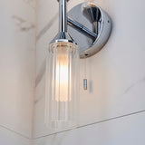 Chrome plate & clear/frosted ribbed glass