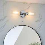 Chrome plate & clear/frosted ribbed glass