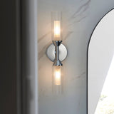 Chrome plate & clear/frosted ribbed glass