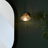 Satin brass plate & clear ribbed glass