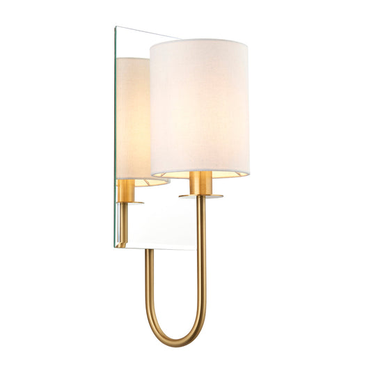 Satin brass plate & vintage white fabric