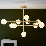 Satin brass plate & gloss white glass