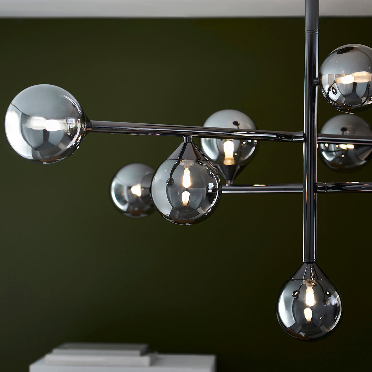Black chrome plate & smoked mirror glass