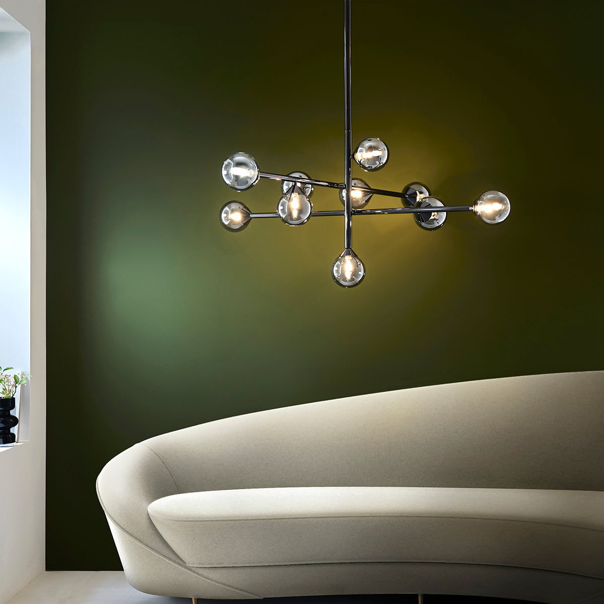 Black chrome plate & smoked mirror glass