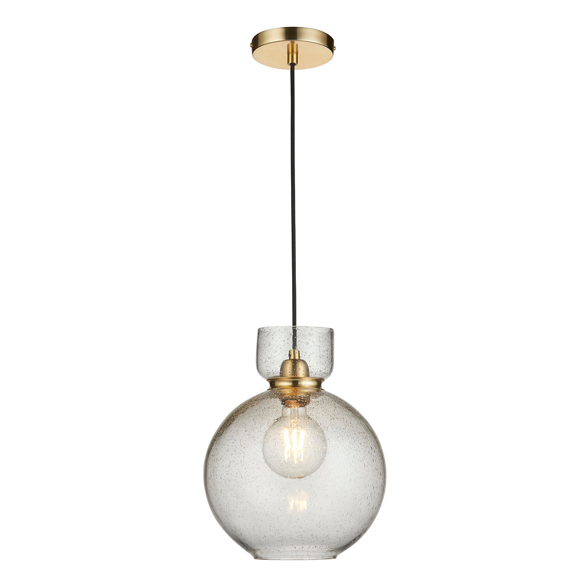Brass plate & clear bubble glass