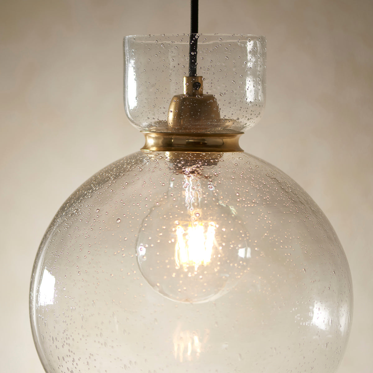 Brass plate & clear bubble glass