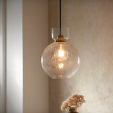 Brass plate & clear bubble glass