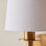 Vintage brass & vintage white fabric