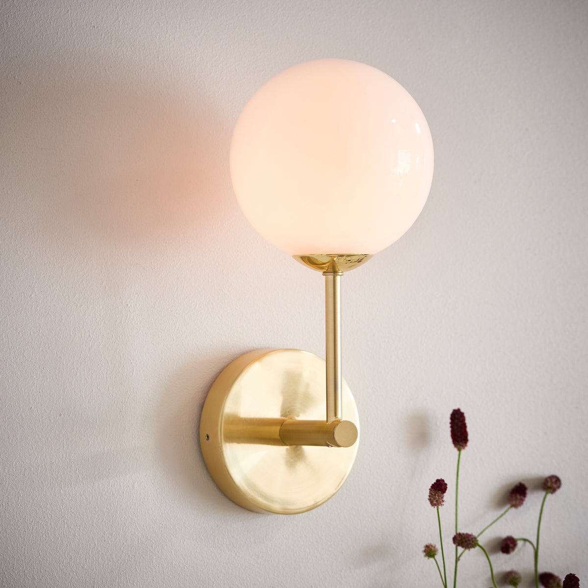 Moon Wall Light in Brushed Brass and Opal