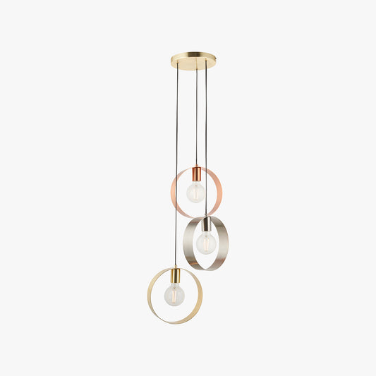 Orbit Three-Hoop Pendant in Brass and Nickel