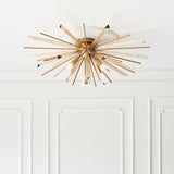 Juno Flush Starburst Ceiling Light in Antique Brass