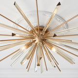 Juno Flush Starburst Ceiling Light in Antique Brass