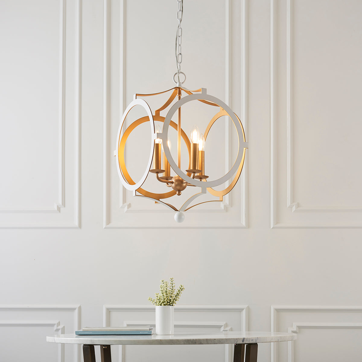 Matt white & gold paint