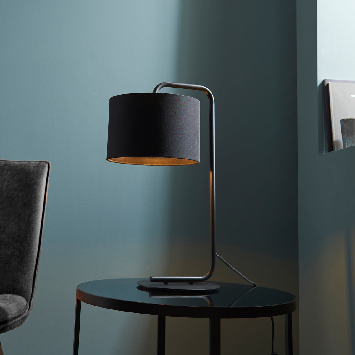 Satin black paint & black fabric