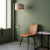 Satin champagne paint & slate grey fabric
