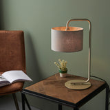 Satin champagne paint & slate grey fabric