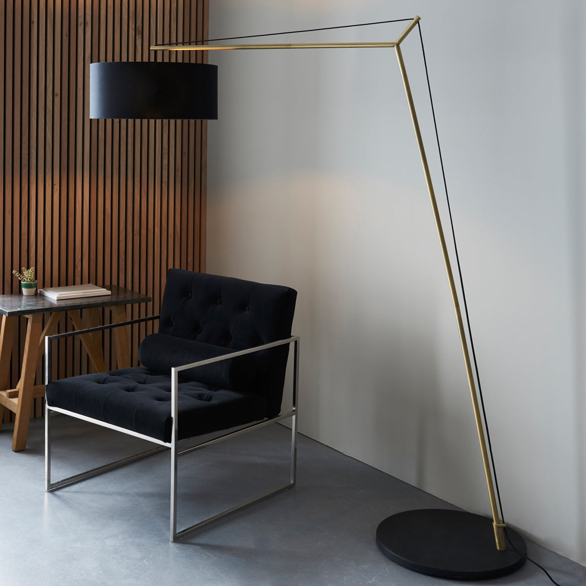 Matt brass plate & black cotton fabric