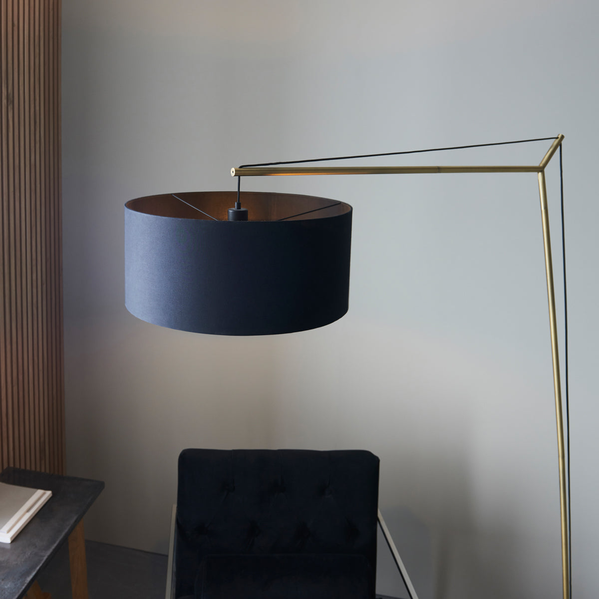 Matt brass plate & black cotton fabric