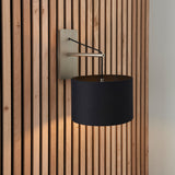 Matt nickel plate & black cotton fabric