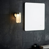 Brushed silver & frosted glass