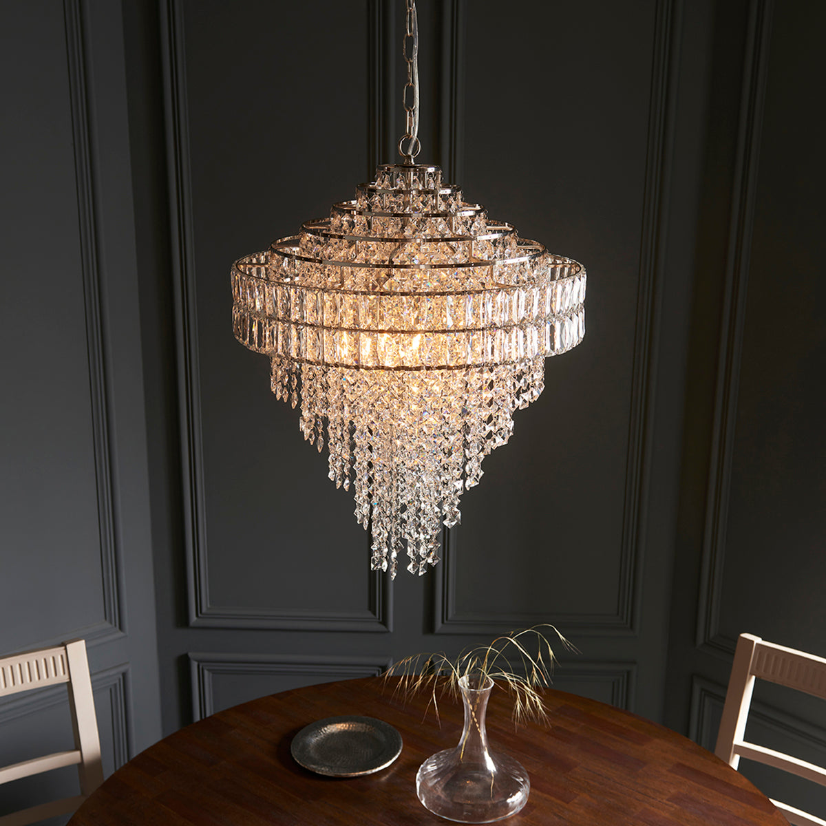 Esme Tiered Pendant in Bright Nickel