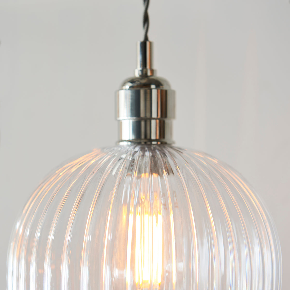 Bright nickel plate & ribbed glass Regular