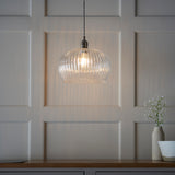 Bright nickel plate & ribbed glass Wide