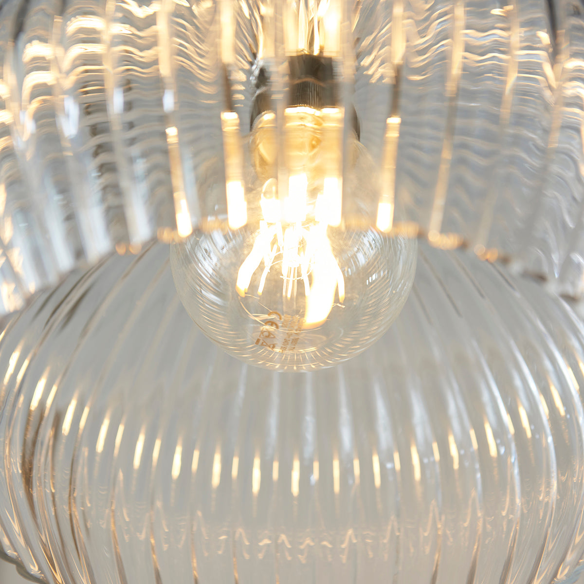 Bright nickel plate & ribbed glass Wide