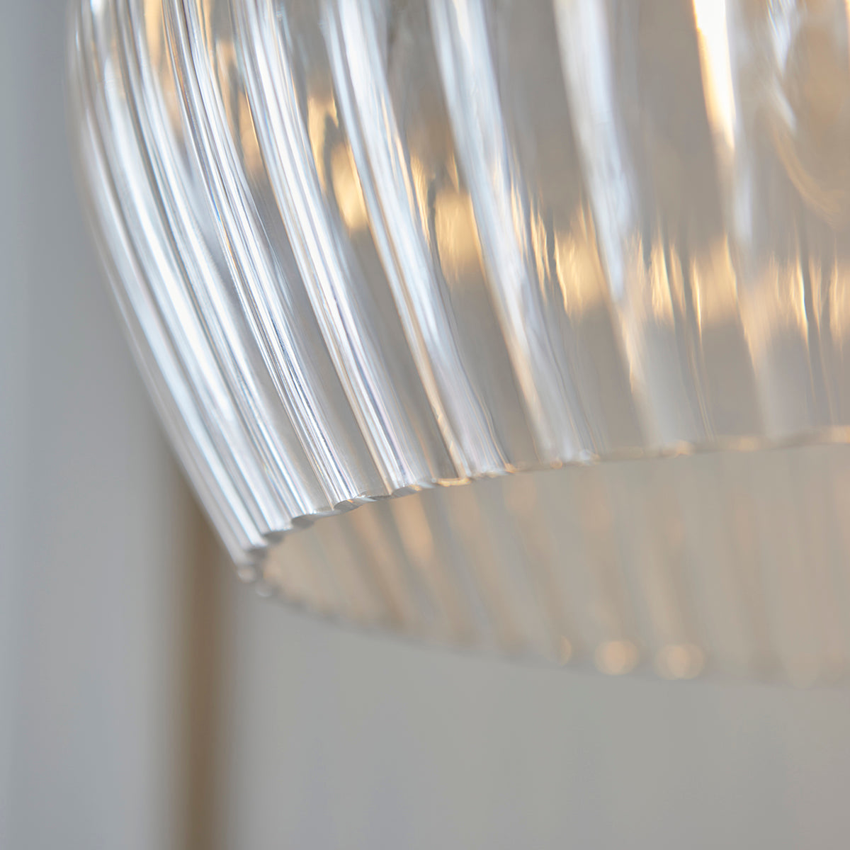 Bright nickel plate & ribbed glass Wide