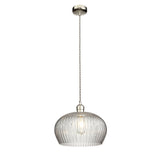 Bright nickel plate & ribbed glass Wide