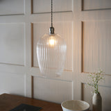 Bright nickel plate & ribbed glass Large