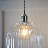 Bright nickel plate & ribbed glass Large