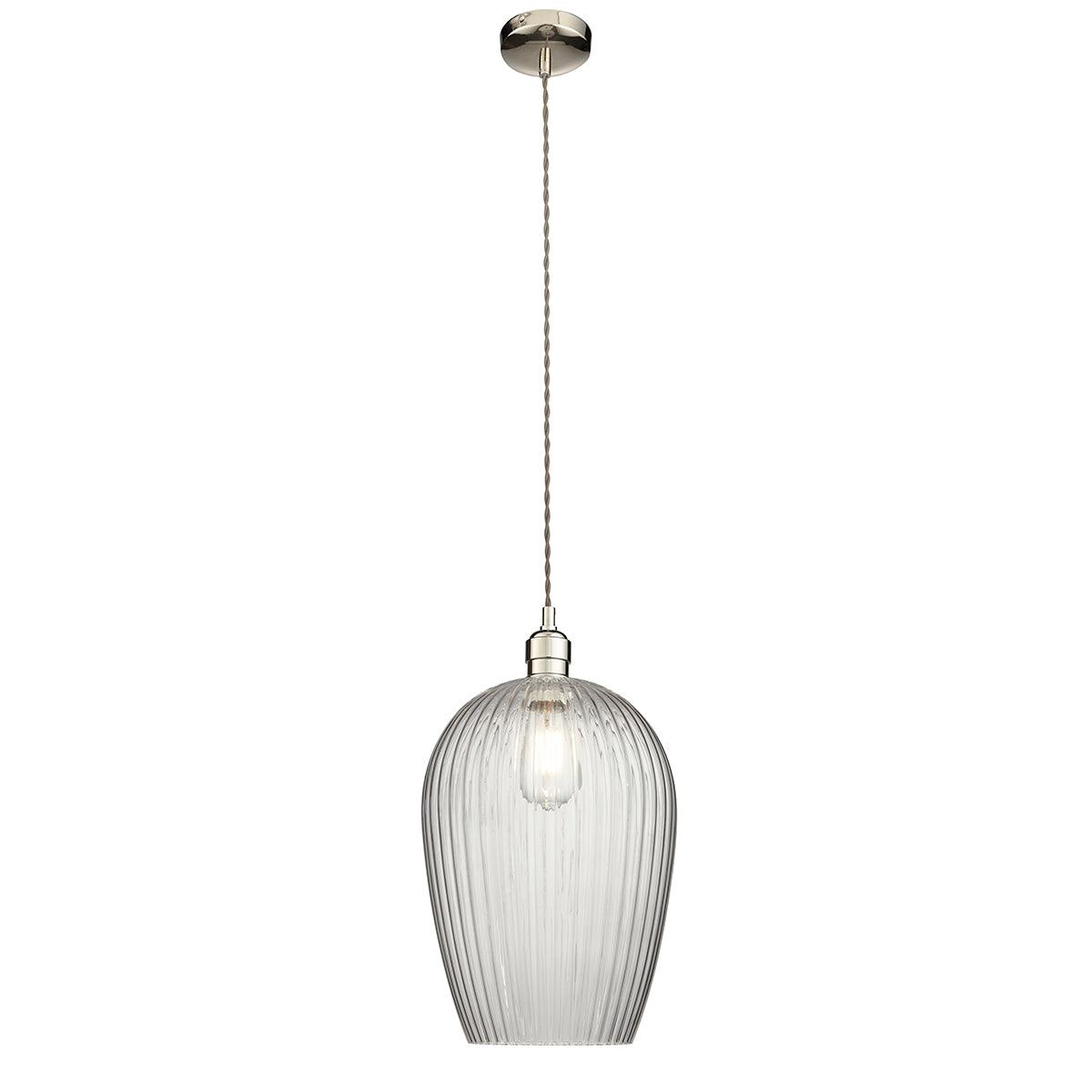 Bright nickel plate & ribbed glass Large