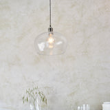 Bright nickel plate & hammered glass Wide