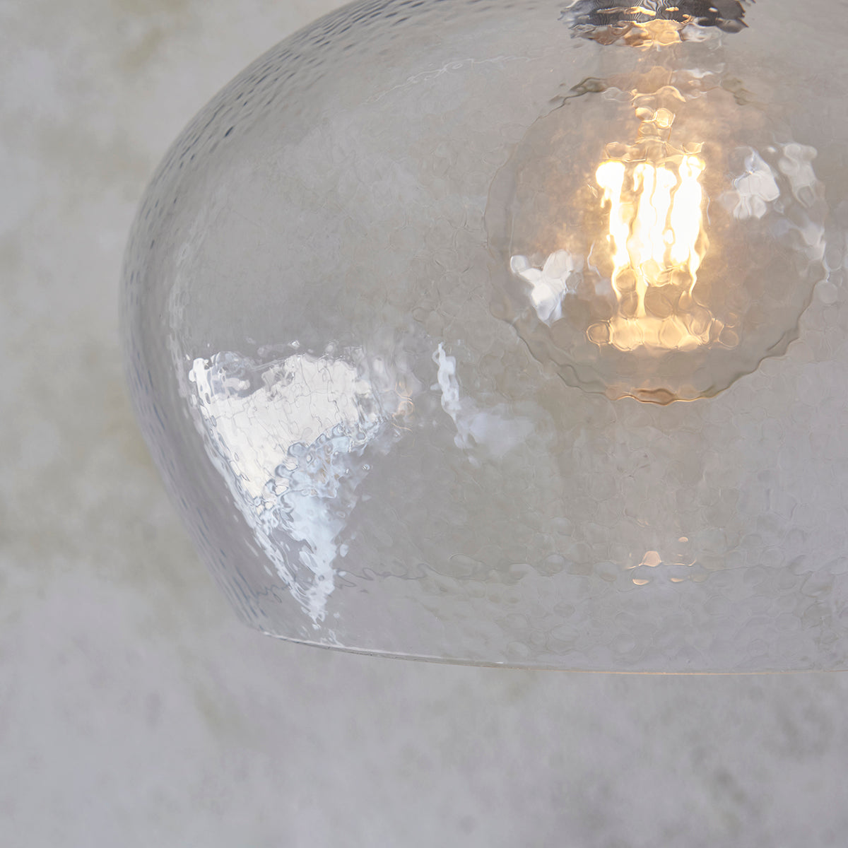 Bright nickel plate & hammered glass Wide