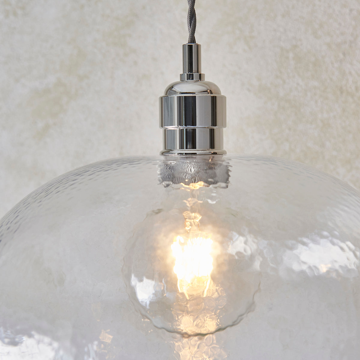 Bright nickel plate & hammered glass Wide