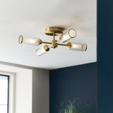 Juliette Semi Flush Glass Light in Brushed Brass