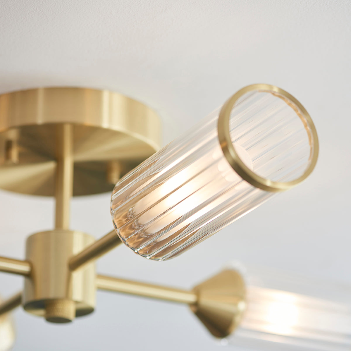 Juliette Semi Flush Glass Light in Brushed Brass