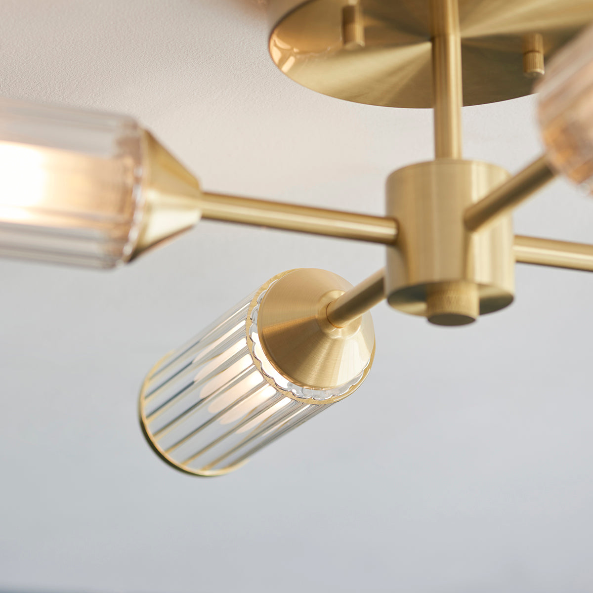 Juliette Semi Flush Glass Light in Brushed Brass